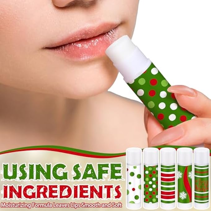 Loopeer 25 PCS CHRISTMAS PEPPERMINT FLAVOR LIP BALMS GIFTS BULK MINI PEPPERMINT CANDY FLAVOR MOISTURIZING LIP BALMS ELF XMAS CHRISTIAN PARTY FAVORS XMAS STOCKING STUFFER BULK FOR WOMEN COWORKER STAFF EMPLOYEE - Image 3